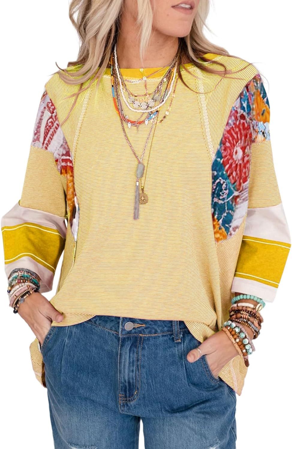 Lizzy | Striped Patch Top